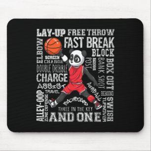 Mousepad Garotos de basquete divertidos Meninas Fofo Panda 