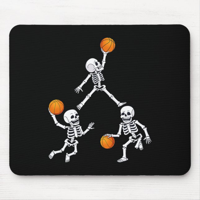 Mousepad Garotos De Bolhas De Halloween Skeleton Dunking (Frente)