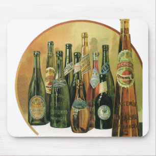 Mousepad Garrafas de cerveja importadas vintage, álcool,