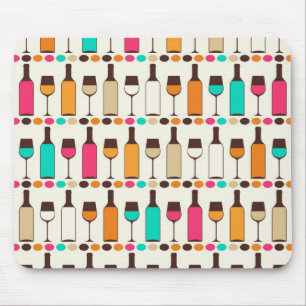Mousepad Garrafas e vidros de vinho retros