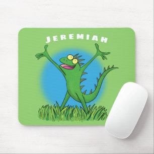 Mousepad Garrard animado de iguana animado e verde