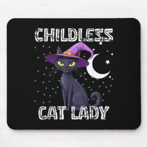 Mousepad Gata Preta de Chapéu de Bruxa Assustadora Sem Filh