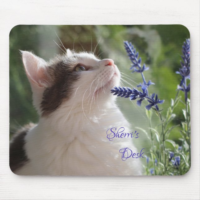 Mousepad Gatinho Adorável no Jardim *personalize* (Frente)