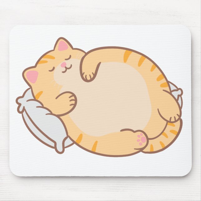 Mousepad Gatinho Atarracado Adormecido Almofada de Gato Tab (Frente)