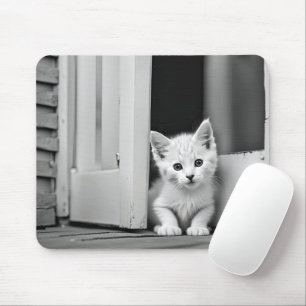 Mousepad Gatinho Branco Na Porta