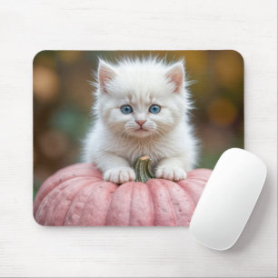 Mousepad Gatinho Branco Na Pumpkin Rosa