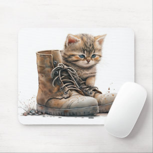 Mousepad Gatinho De Aquarela Com Calçados Antigos