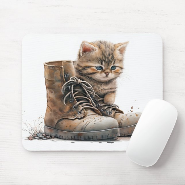 Mousepad Gatinho De Aquarela Com Calçados Antigos (Com mouse)