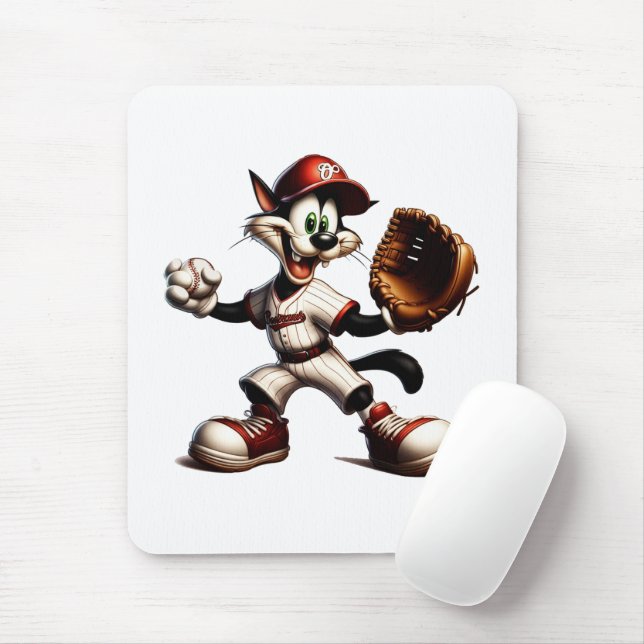 Mousepad Gatinho De Beisebol Enrola Para Cima (Com mouse)