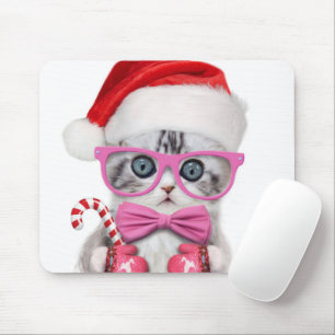 Mousepad Gatinho de chapéu de Natal
