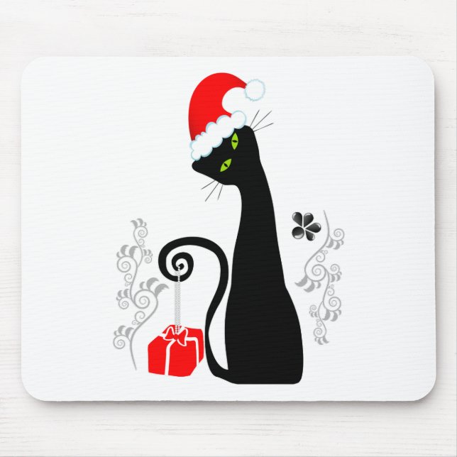 Mousepad Gatinho de Natal moderno (Frente)