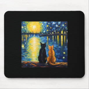 Mousepad Gatinho de Pintura de Gatos Starry Night Lover