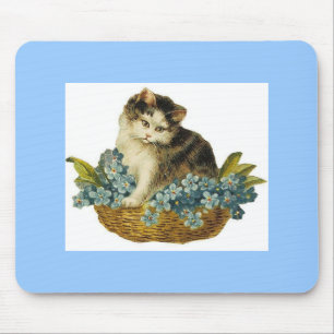 Mousepad Gatinho do vintage no tapete do rato da cesta