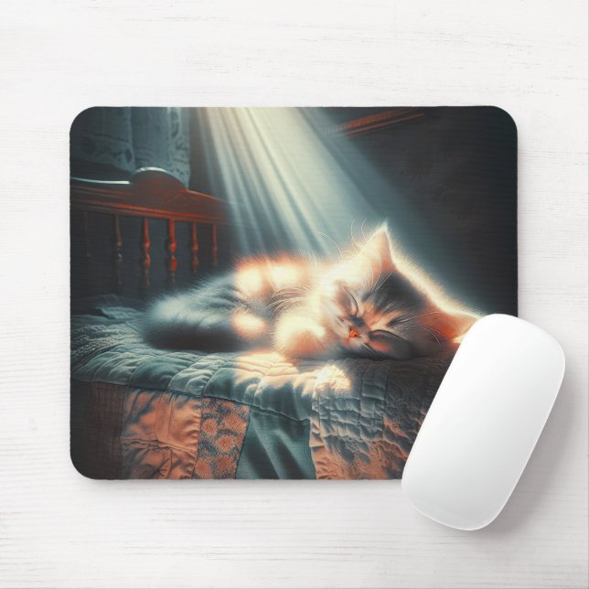 Mousepad Gatinho Dormindo À Luz Do Sol (Com mouse)