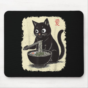 Mousepad Gatinho Engraçado Comendo Ramen Japonês Anime Kawa