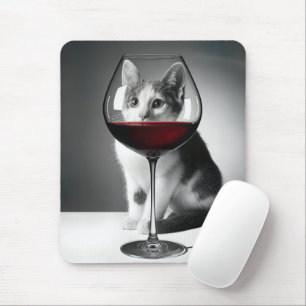 Mousepad Gatinho Espiando Através de um Copo de Vinho