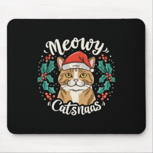 Mousepad Gatinho Gato Bonito Natal Chapéu Santa Hat Catmas