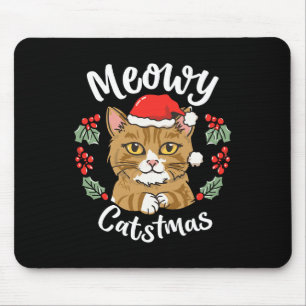 Mousepad Gatinho Gato Bonito Natal Chapéu Santa Hat Catmas 