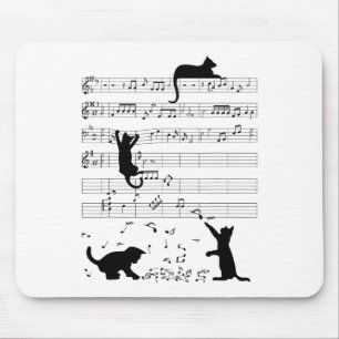 Mousepad Gatinho Gato Bonito Reproduzindo Nota Musical Limp