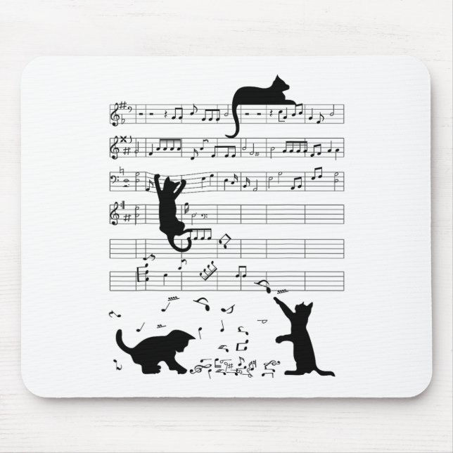 Mousepad Gatinho Gato Bonito Reproduzindo Nota Musical Limp (Frente)