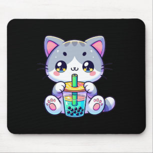 Mousepad Gatinho Gato de Chá Gato de Kawaii Bonito Animação