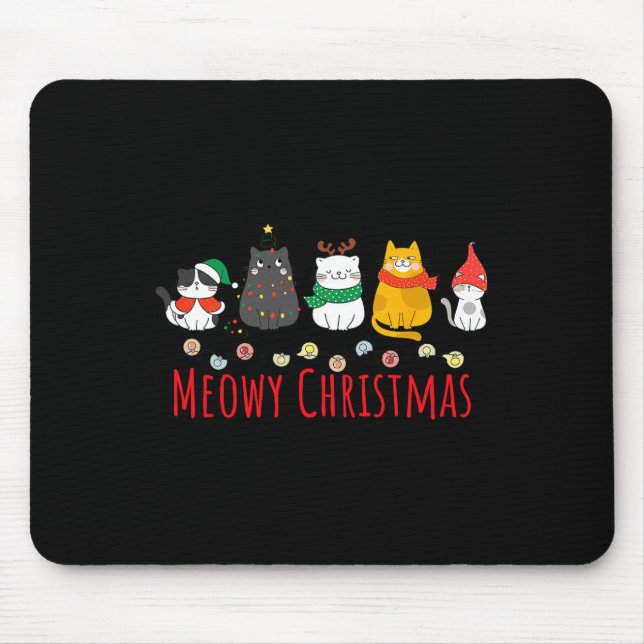 Mousepad Gatinho Gato de Santa Hat, Natal Holida (Frente)