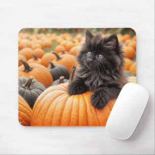 Mousepad Gatinho Preto do Halloween num Pumpkin