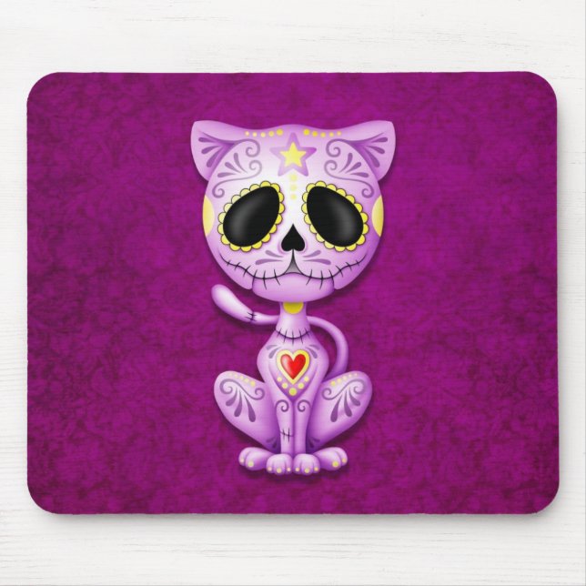 Mousepad Gatinho roxo do açúcar do zombi (Frente)