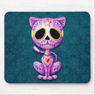 Mousepad Gatinho roxo e azul do açúcar do zombi
