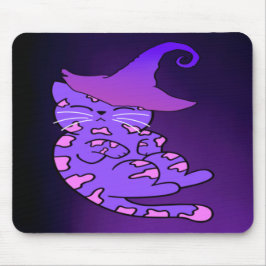 Mousepad Gatinho roxo e bonito com chapéu de bruxa