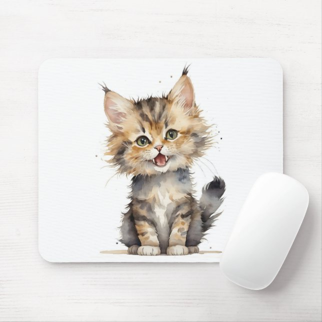 Mousepad Gatinho Tabby de Aquarela (Com mouse)