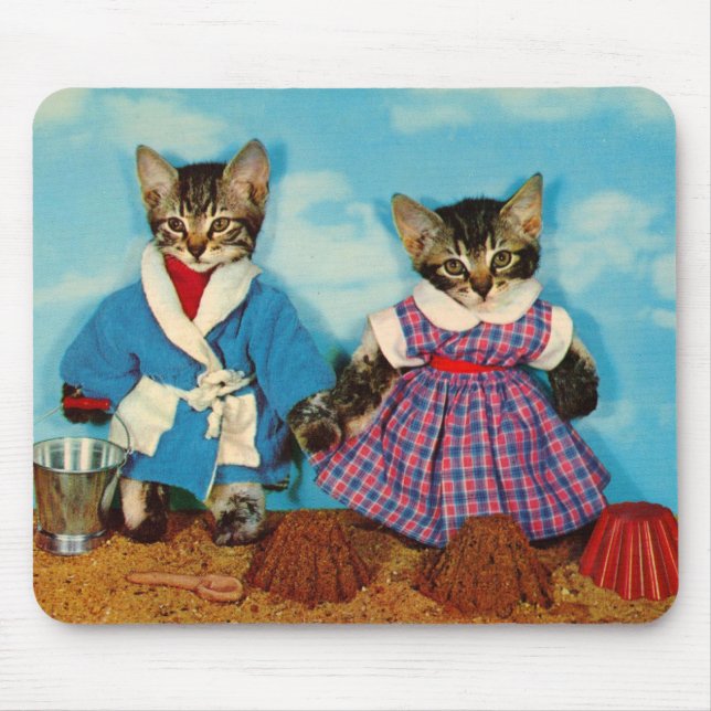 Mousepad gatinhos de mesa na praia RPPC (Frente)