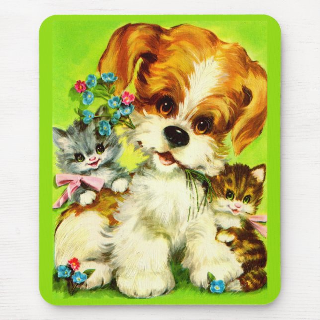 Mousepad gatinhos fofos e gatinhos sorrentes (Frente)