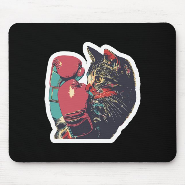 Mousepad Gatito De Boxeo Legal Luvas De Boxer Para Gatos E  (Frente)