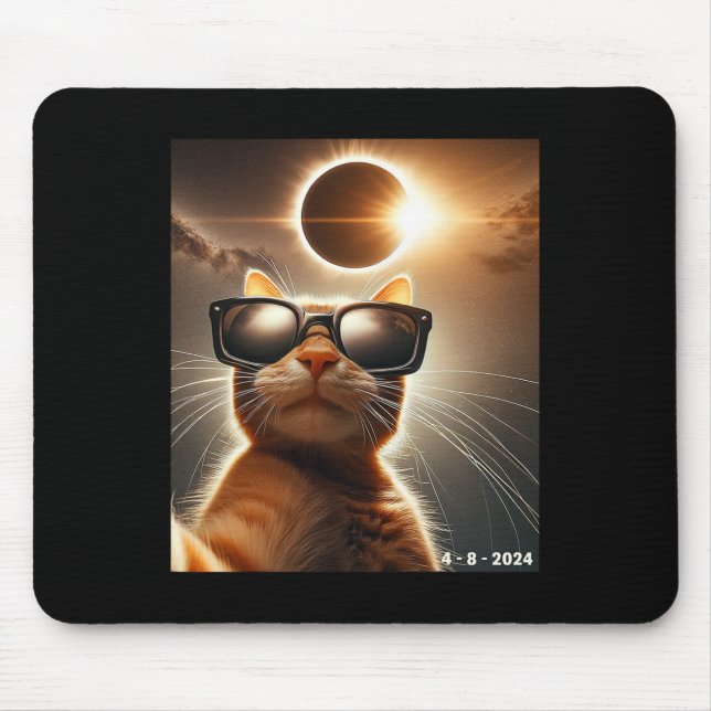 Mousepad Gato A Tomar Uma Selfie Com O Solar 2024 Eclipse W (Frente)
