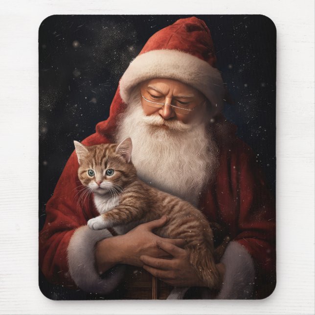 Mousepad Gato Abissino com Natal Festivo do Pai Natal (Frente)
