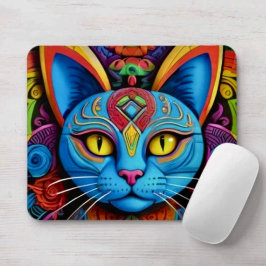 Mousepad Gato Abstrato Com Olhos Amarelos