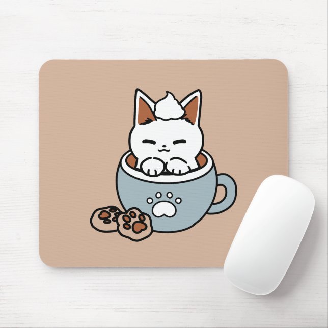 Mousepad Gato Adorável no Design de Férias de Mug - Gato e  (Com mouse)