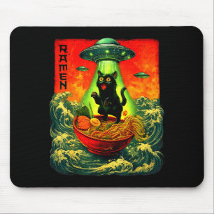 Mousepad Gato Alien Ramen OVNI Japonês Presentes de Arte Re