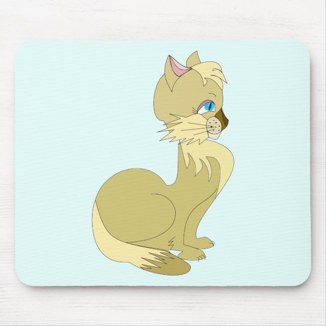 Mousepad Gato Amarelo com Gpresente Azul no Mouse (Frente)