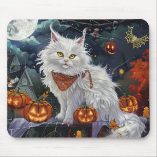 Mousepad Gato Angora Turco Halloween Assustador
