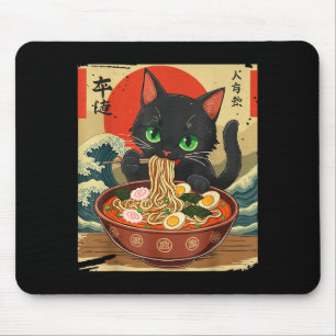 Mousepad Gato Anime Comendo Ramen Arte Japonês Gráfico Gato