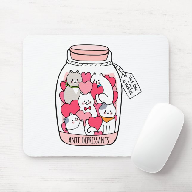 Mousepad Gato Antidepressivo Engraçado Presente no Gato (Com mouse)
