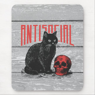 Mousepad Gato antissocial e crânio
