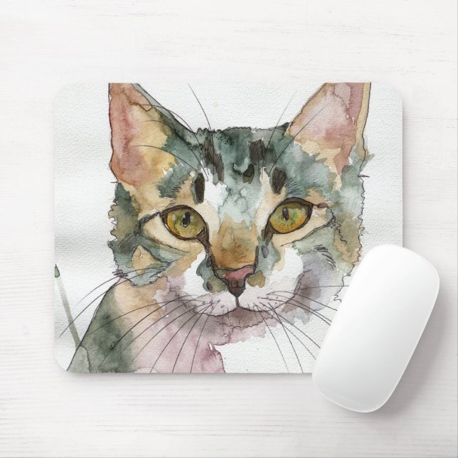Mousepad Gato Aquarela (Com mouse)