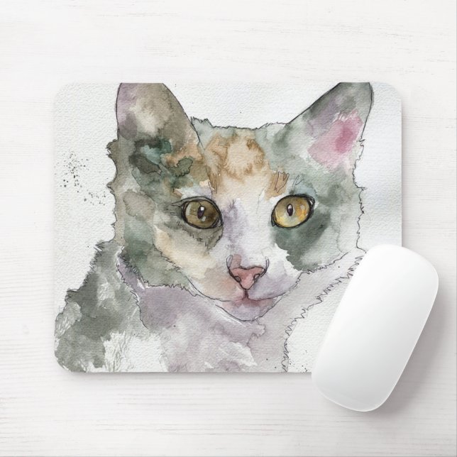 Mousepad Gato Aquarela (Com mouse)