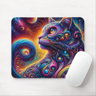 Mousepad Gato Arco-Íris de Galáxia Espiral