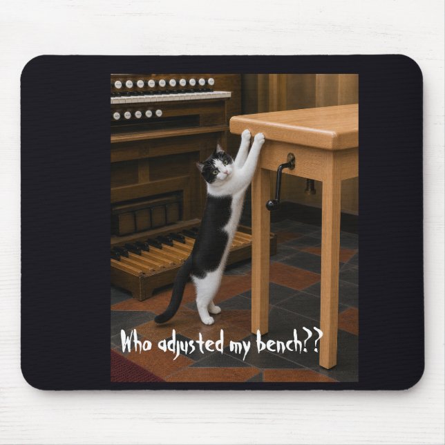 Mousepad Gato arranhando um banco de órgão (Frente)