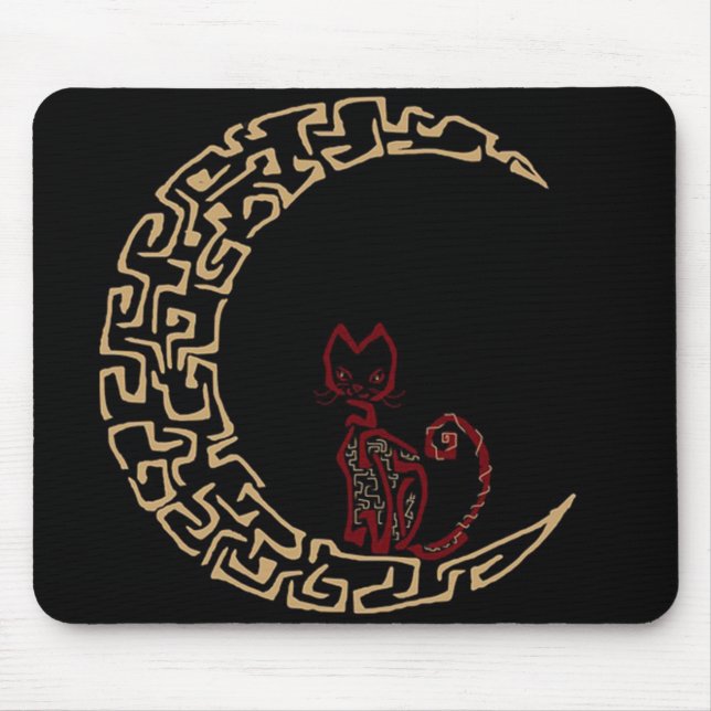 Mousepad Gato Artístico no Bocal Design da Lua (Frente)