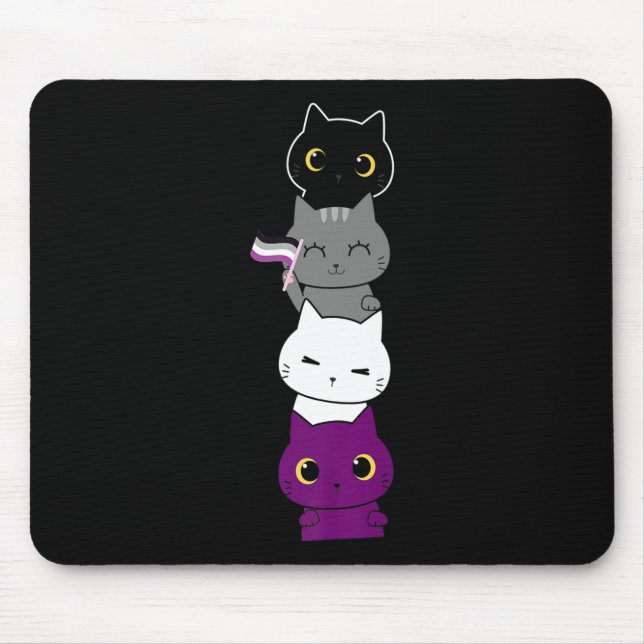 Mousepad Gato Asexual Orgulho Gato, Pavilhão Ace, Pet Amant (Frente)